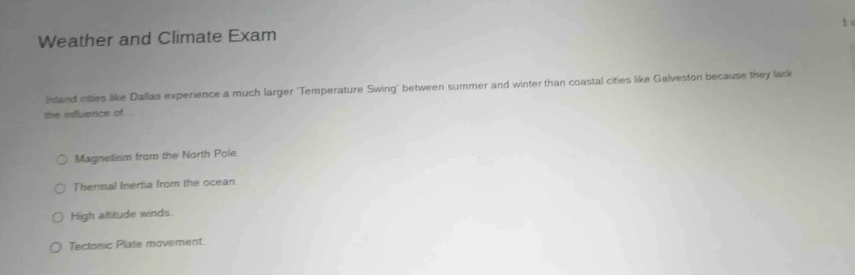 weather and climate exam inland cities like dallas experience a much la…