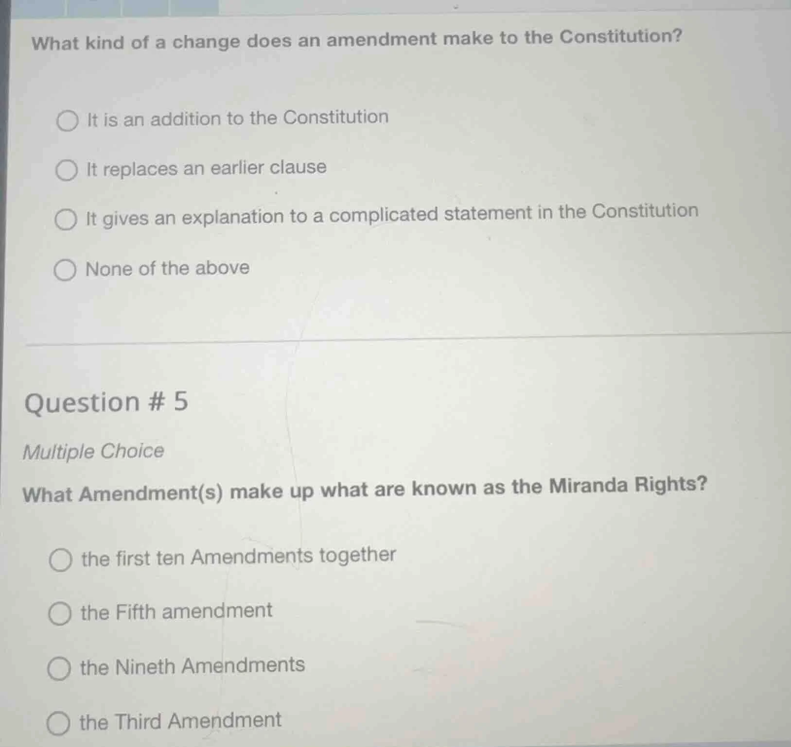 what kind of a change does an amendment make to the constitution?○ it i…
