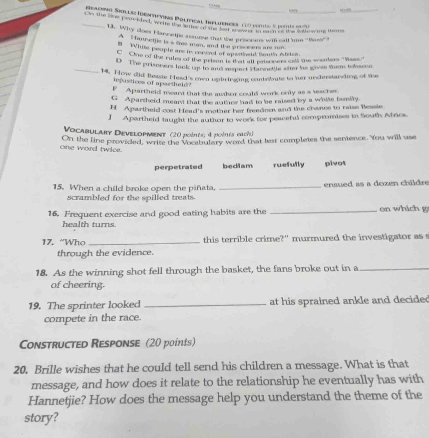 reading skills: identifying political influences (10 points; 5 points e…