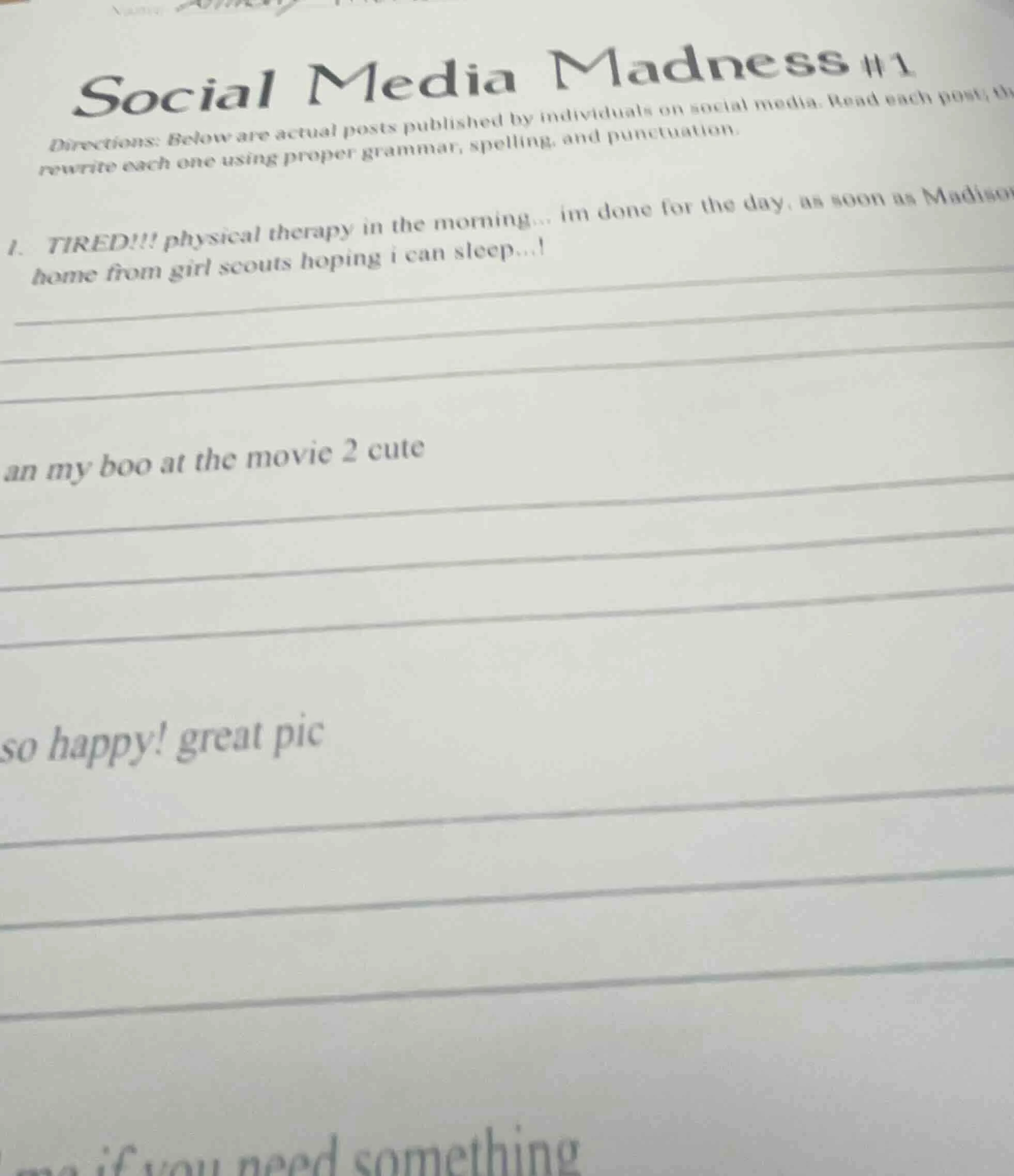 social media madness #1 directions: below are actual posts published by…