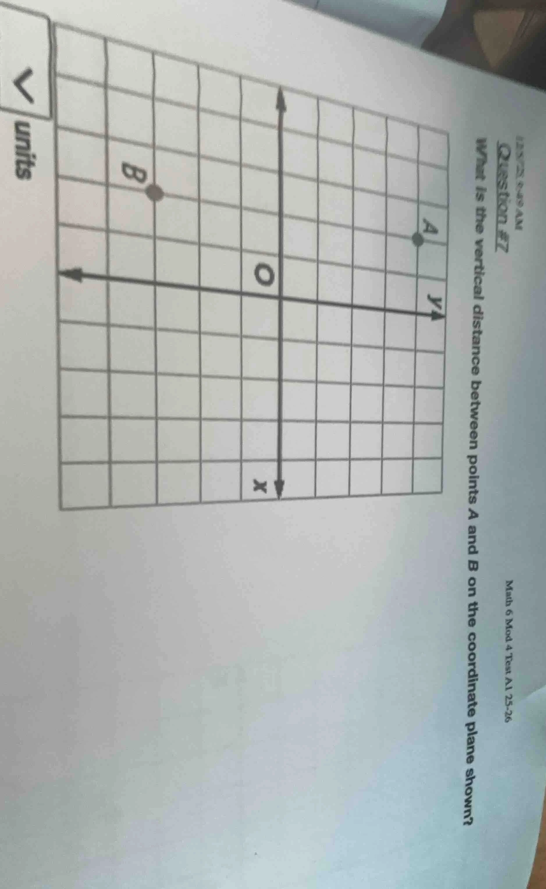 question #7 what is the vertical distance between points a and b on the…