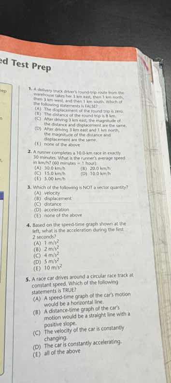 ed test prep 1. a delivery truck drivers round-trip route from the ware…