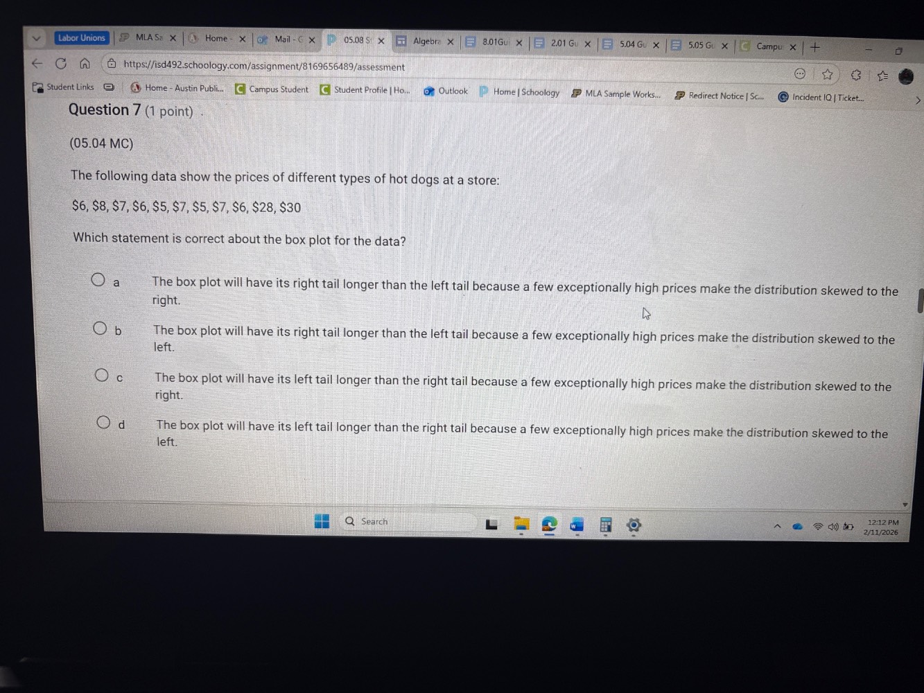 question 7 (1 point)(05.04 mc)the following data show the prices of dif…