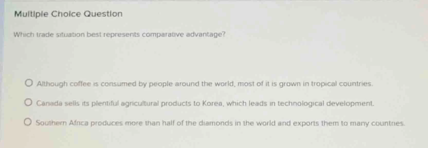 multiple choice question which trade situation best represents comparat…