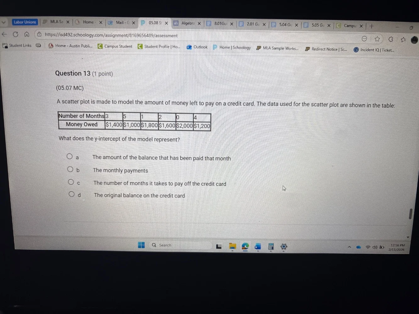question 13 (1 point) (05.07 mc) a scatter plot is made to model the am…