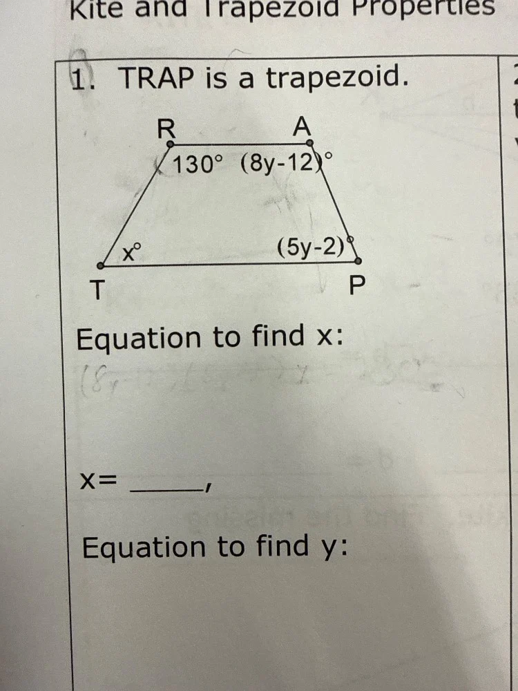 kite and trapezoid properties 1. trap is a trapezoid. equation to find …