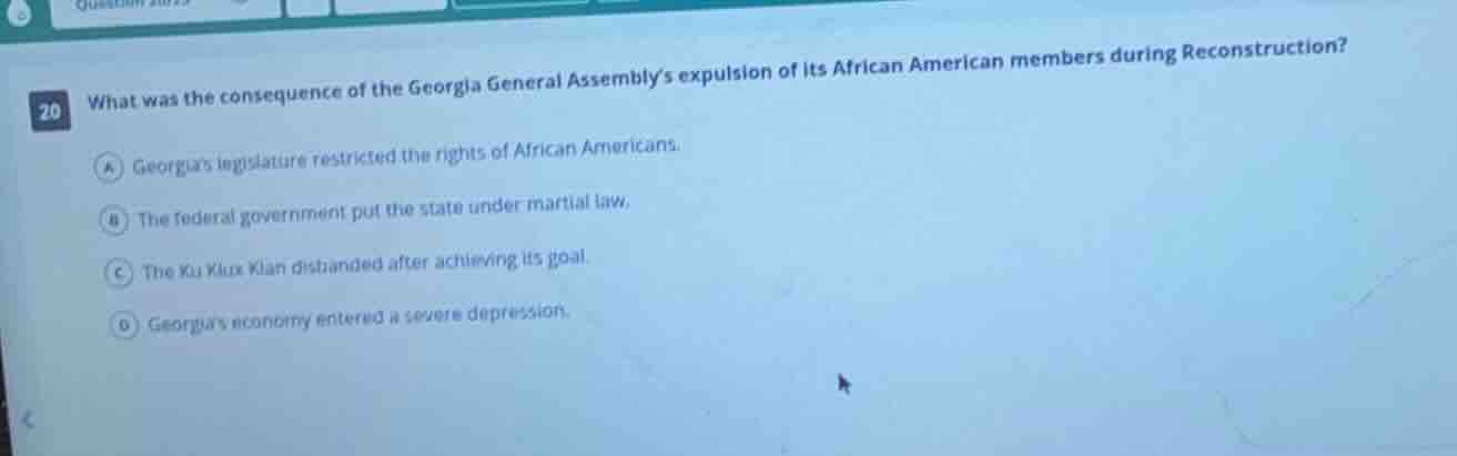 20 what was the consequence of the georgia general assemblys expulsion …