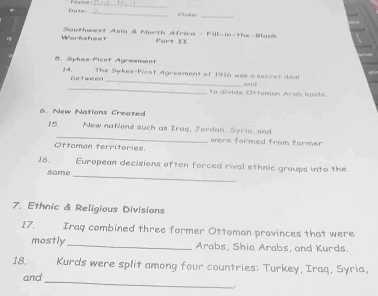 name:date: class:southwest asia & north africa - fill-in-the-blankworks…