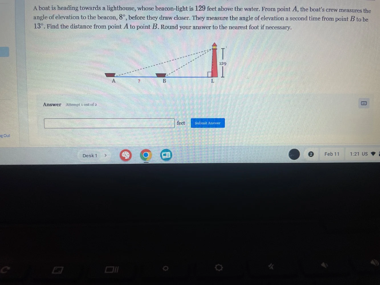 a boat is heading towards a lighthouse, whose beacon-light is 129 feet …