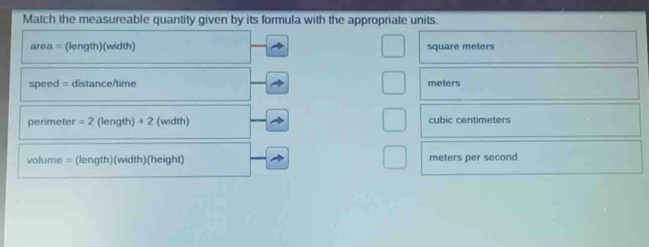 match the measureable quantity given by its formula with the appropriat…