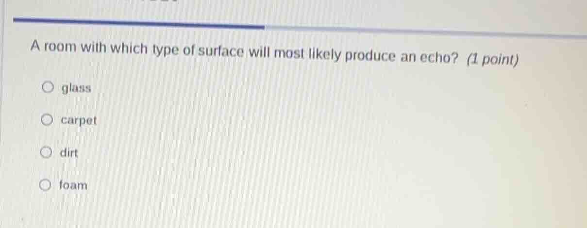 a room with which type of surface will most likely produce an echo? (1 …