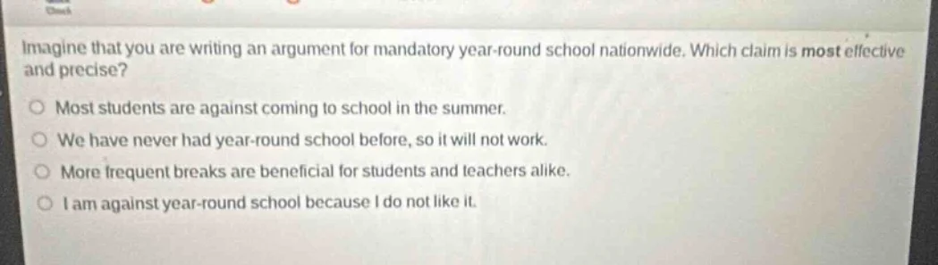 imagine that you are writing an argument for mandatory year-round schoo…