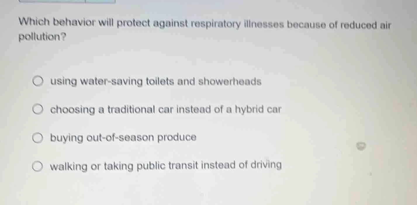 which behavior will protect against respiratory illnesses because of re…