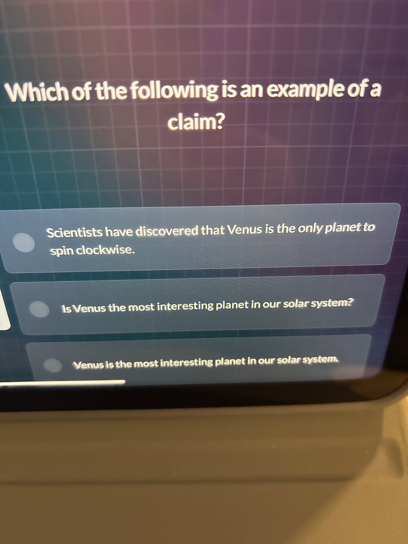 which of the following is an example of a claim? scientists have discov…