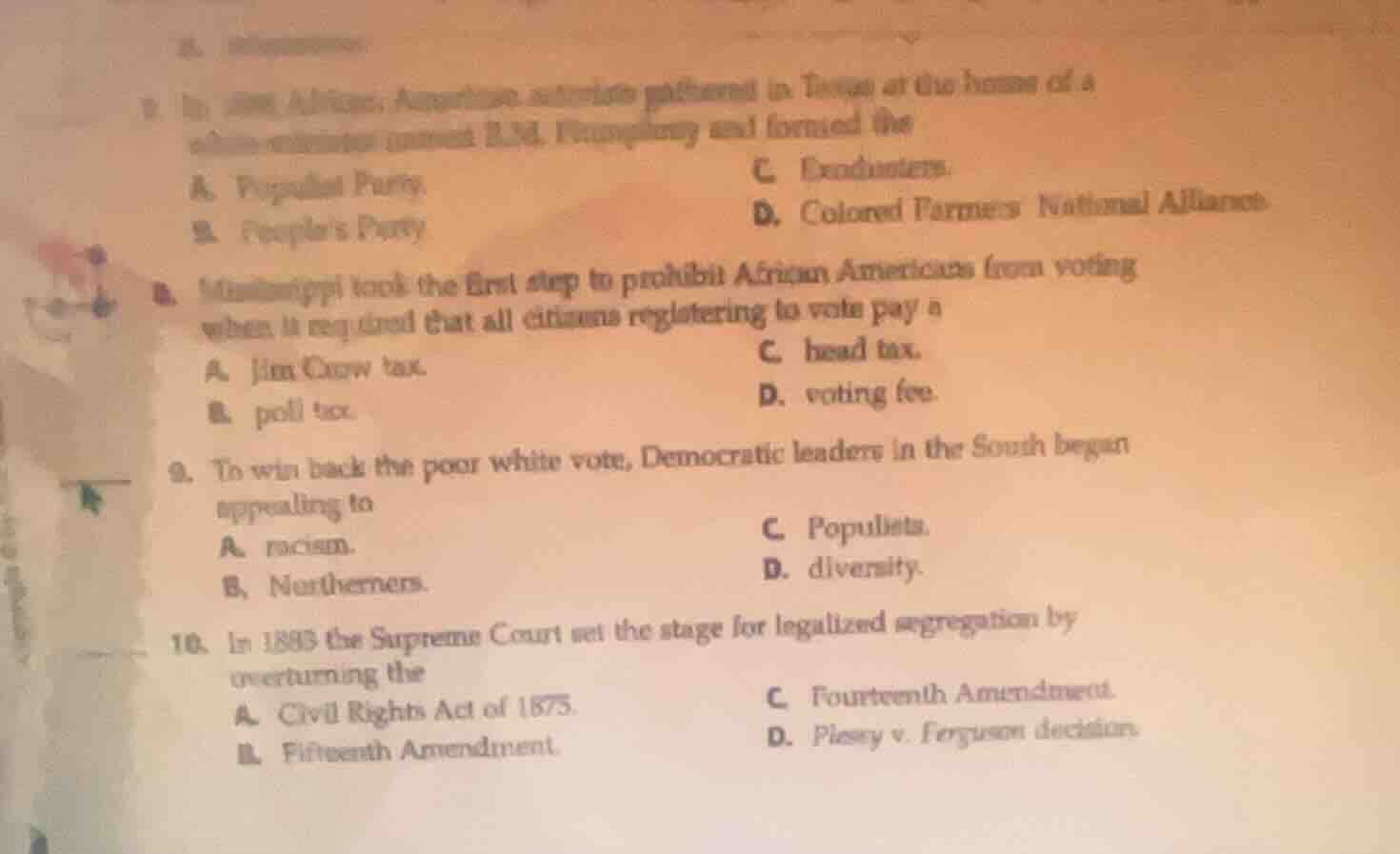 8. in 1886 african american activists gathered in texas at the home of …
