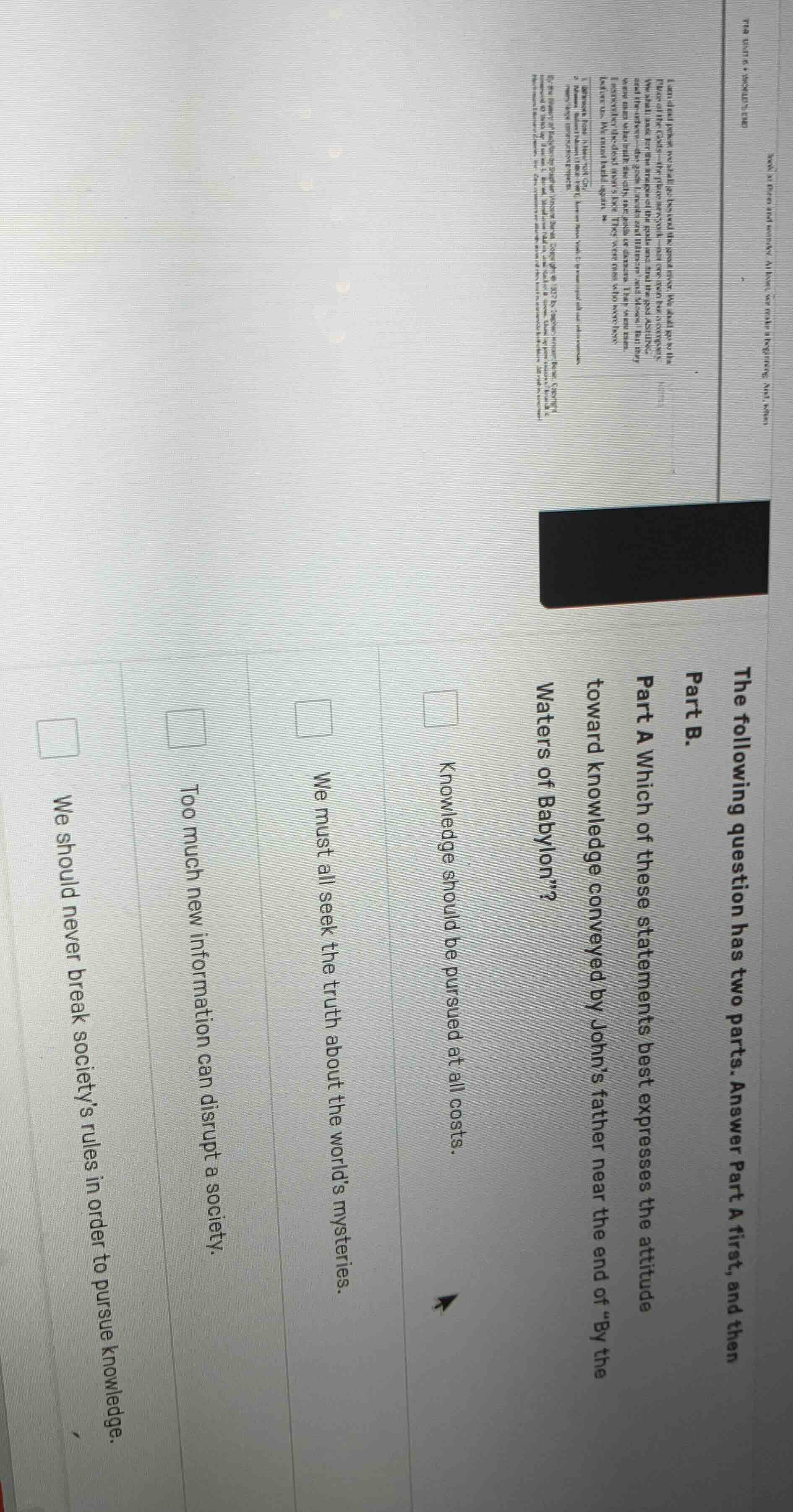 the following question has two parts. answer part a first, and then par…