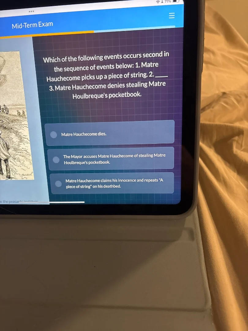 mid-term exam which of the following events occurs second in the sequen…