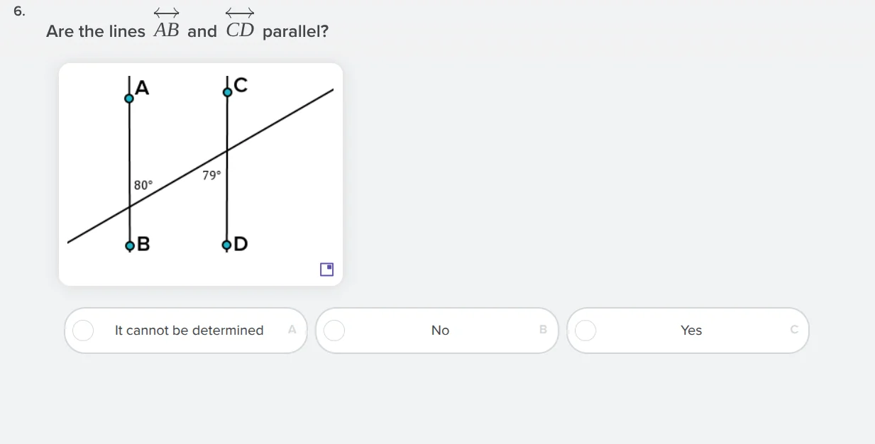 6. are the lines $overleftrightarrow{ab}$ and $overleftrightarrow{cd}$ …