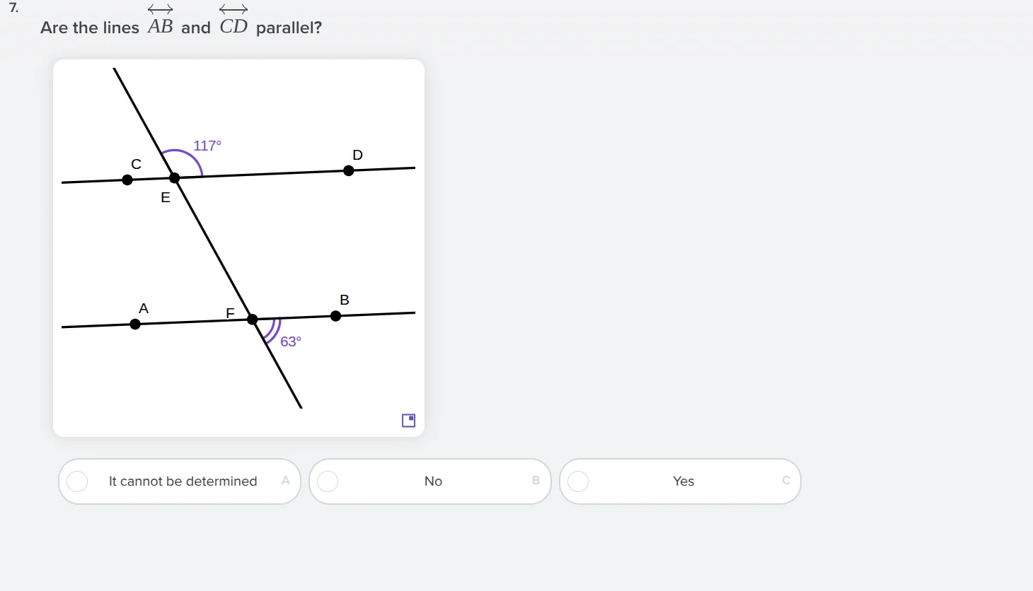 7. are the lines $overleftrightarrow{ab}$ and $overleftrightarrow{cd}$ …