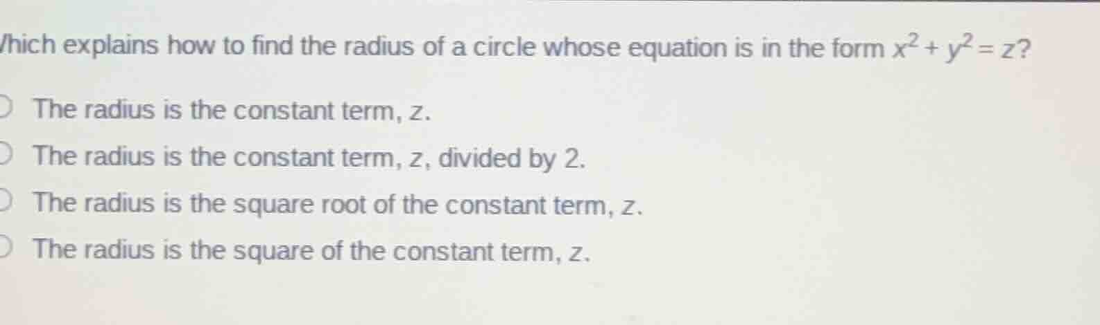 which explains how to find the radius of a circle whose equation is in …