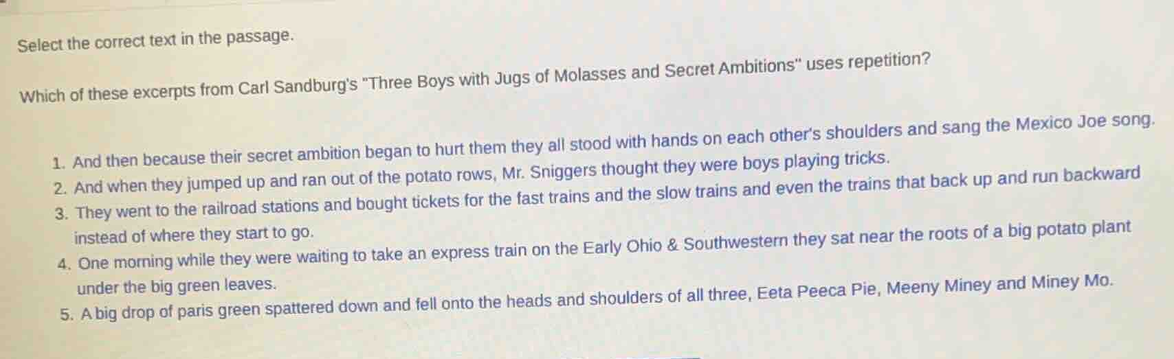 select the correct text in the passage. which of these excerpts from ca…