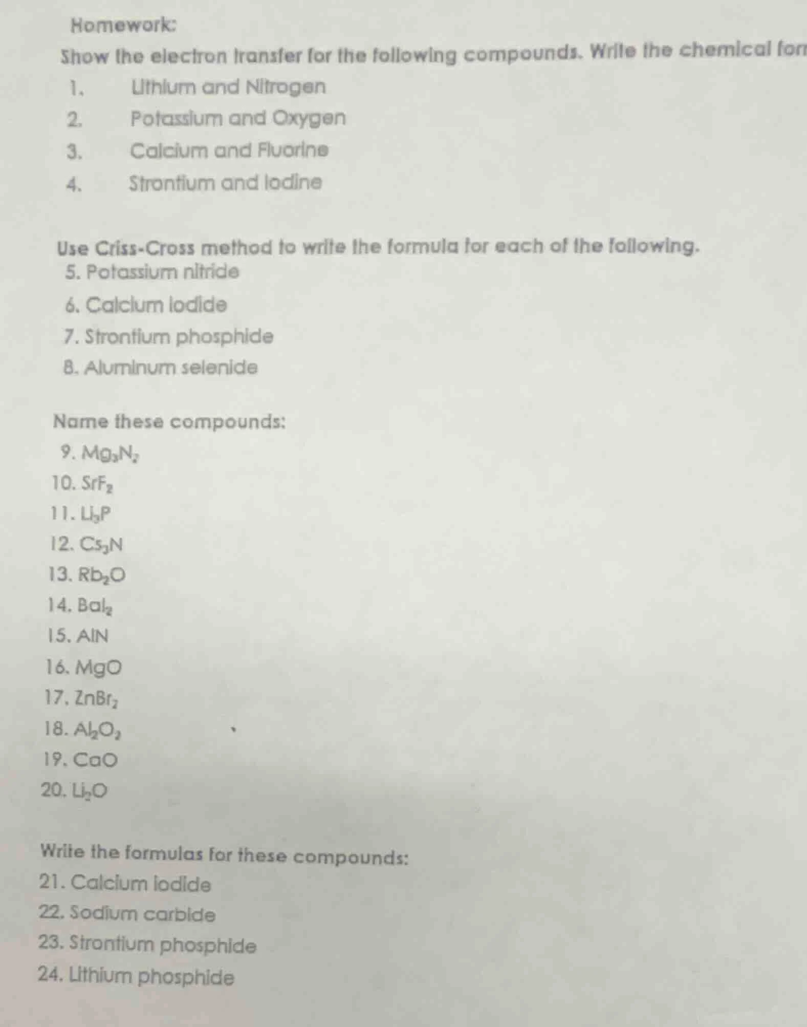 homework: show the electron transfer for the following compounds. write…