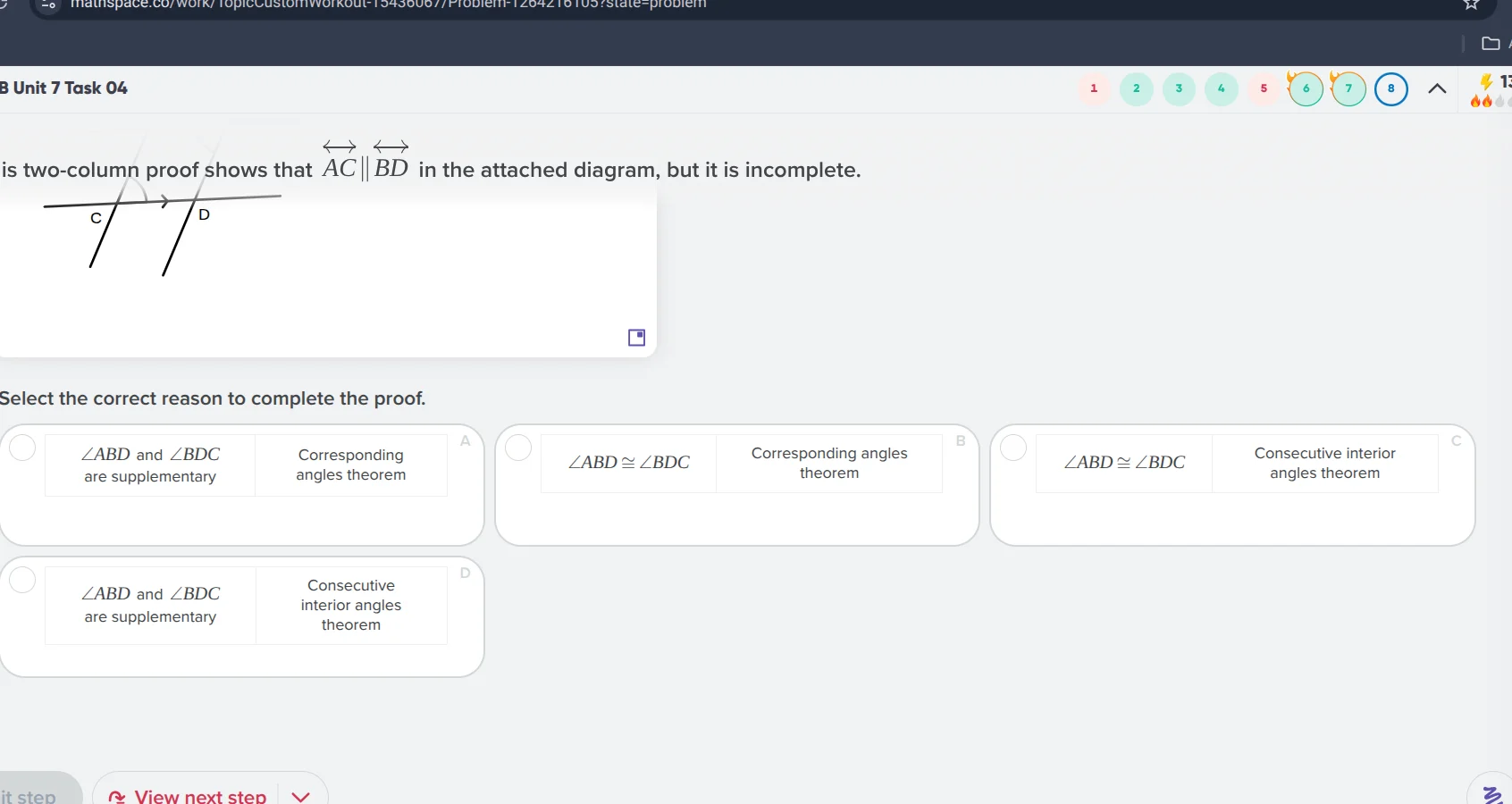 b unit 7 task 04 is two-column proof shows that $overleftrightarrow{ac}…