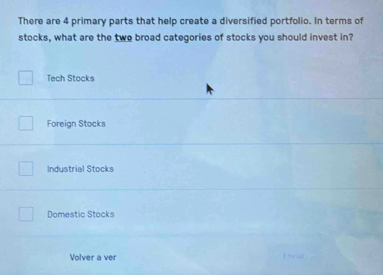 there are 4 primary parts that help create a diversified portfolio. in …