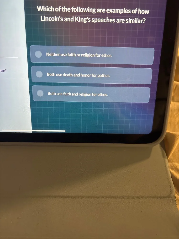 which of the following are examples of how lincolns and kings speeches …