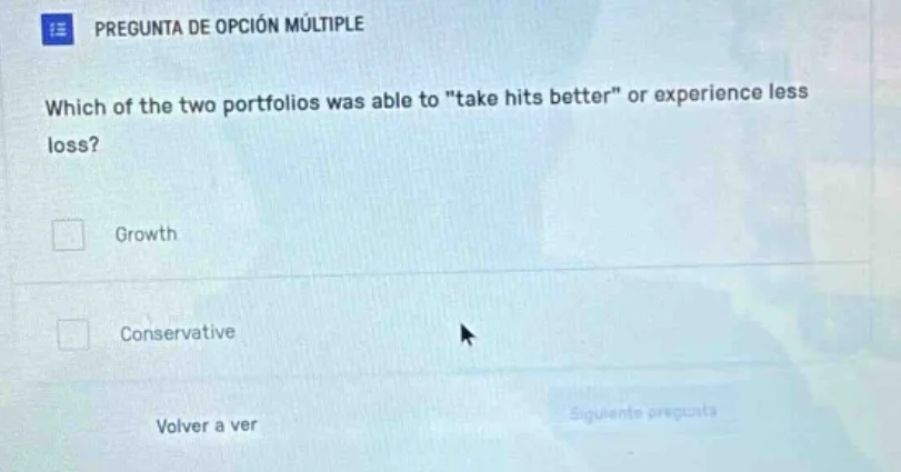 pregunta de opción múltiple which of the two portfolios was able to \ta…