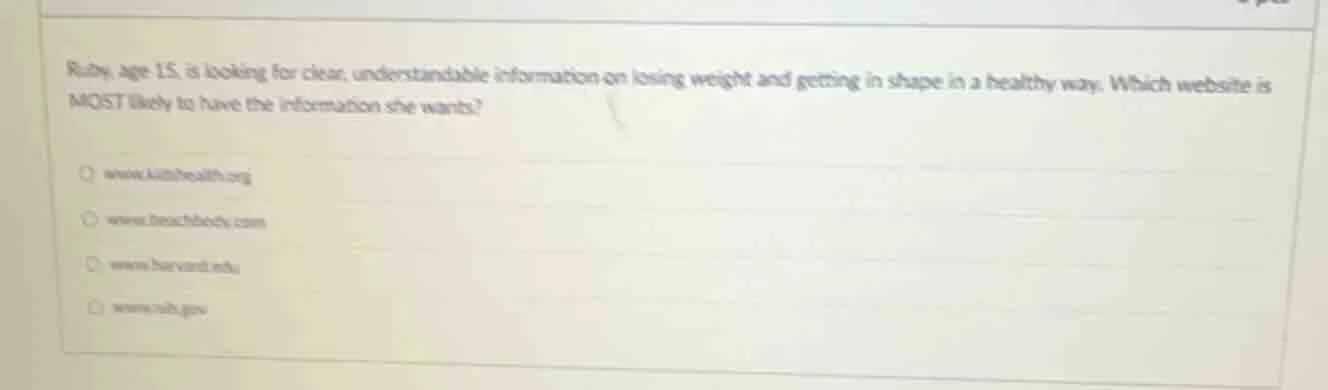 ruby, age 15, is looking for clear, understandable information on losin…