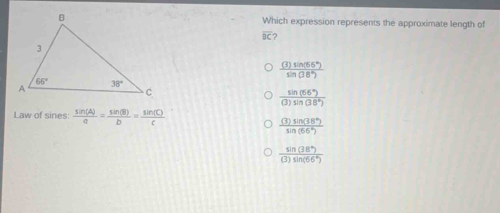 which expression represents the approximate length of $overline{bc}$?○ …