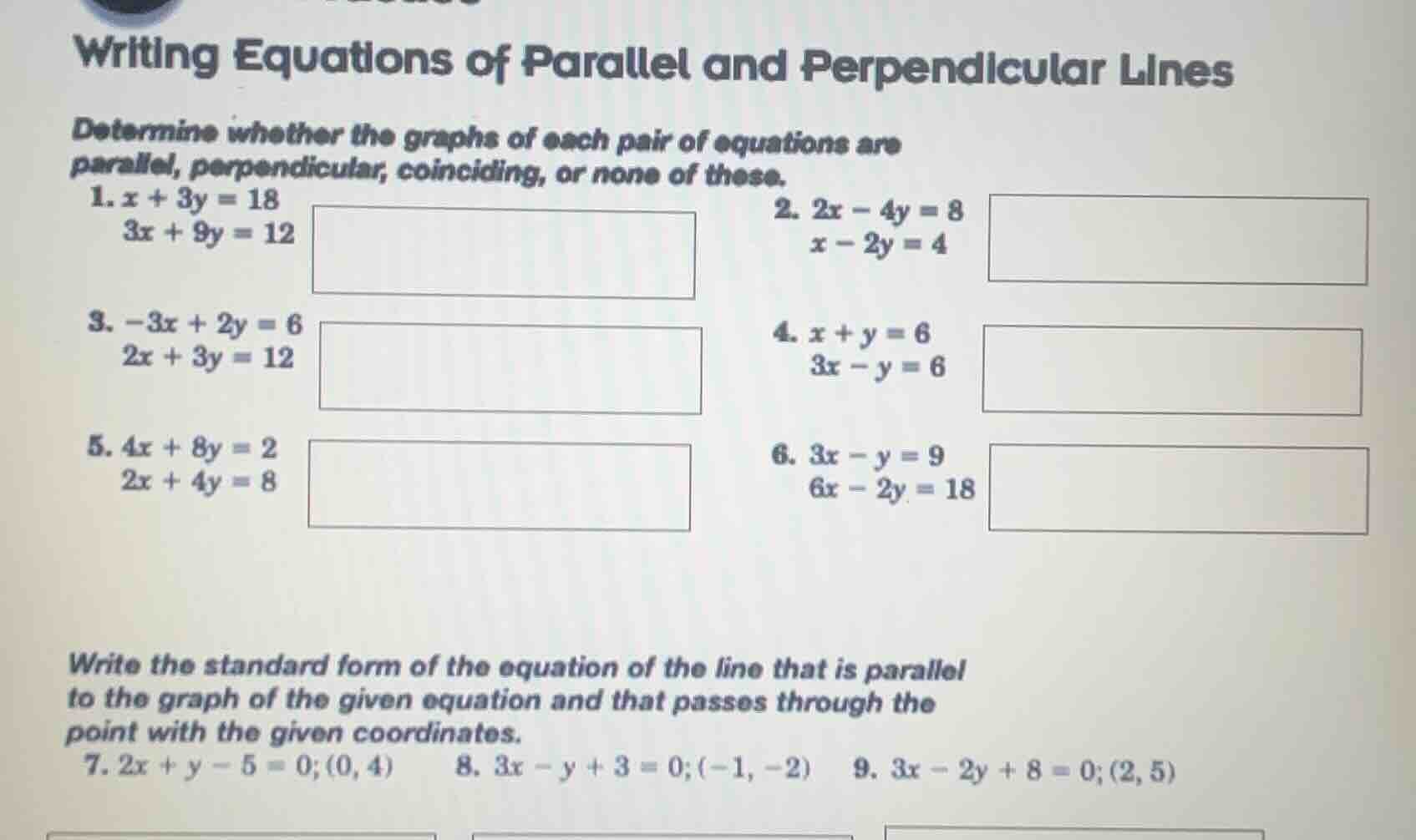 writing equations of parallel and perpendicular lines determine whether…