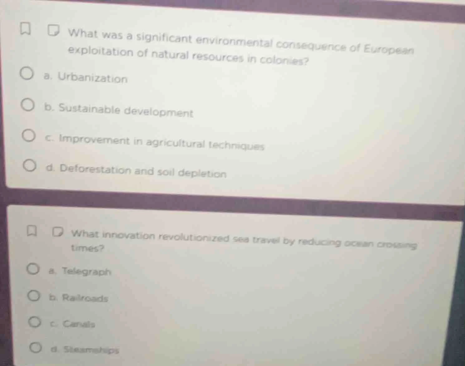 1. what was a significant environmental consequence of european exploit…