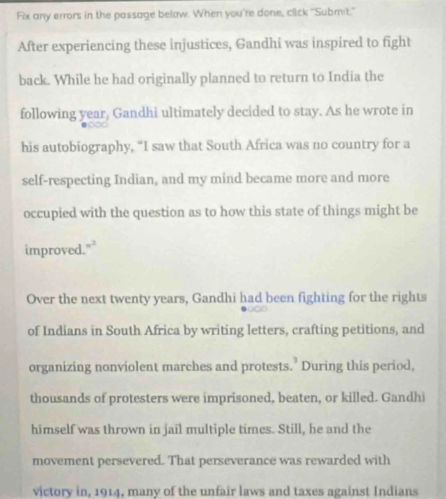 fix any errors in the passage below. when youre done, click \submit.\af…