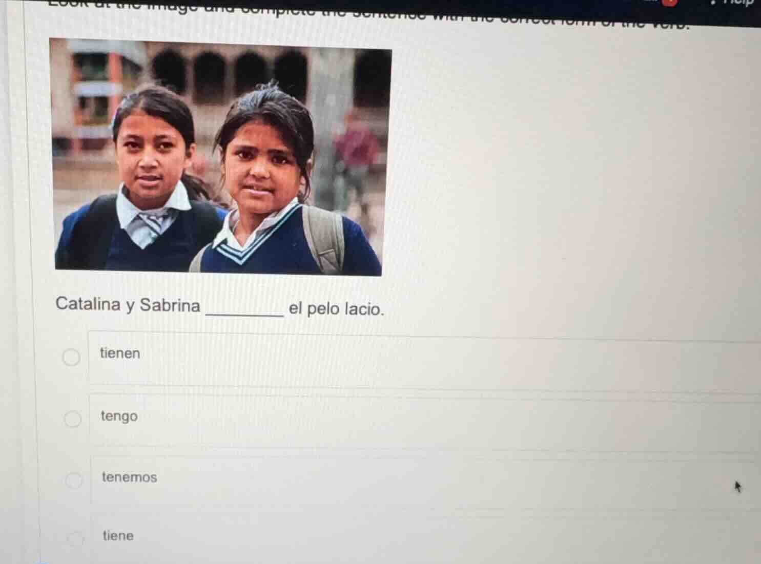 look at the image and complete the sentence with the correct form of th…