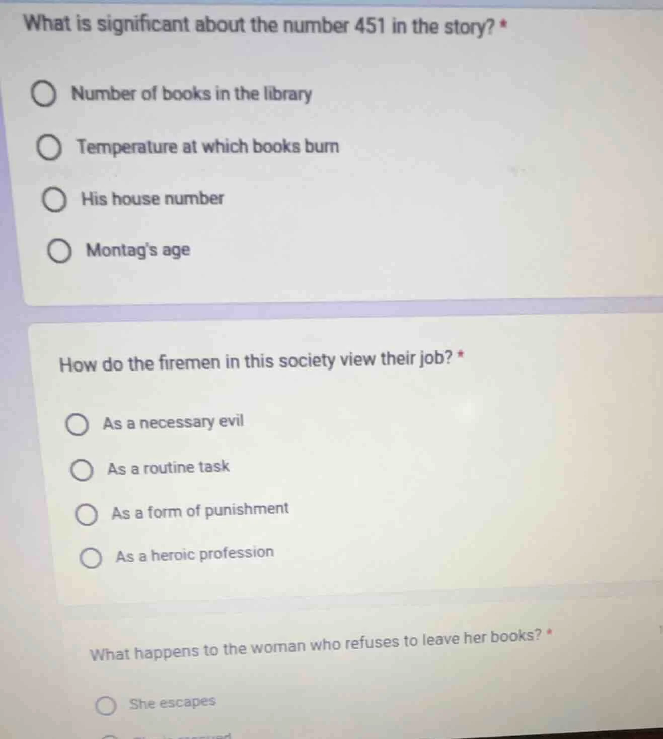 what is significant about the number 451 in the story? *○ number of boo…