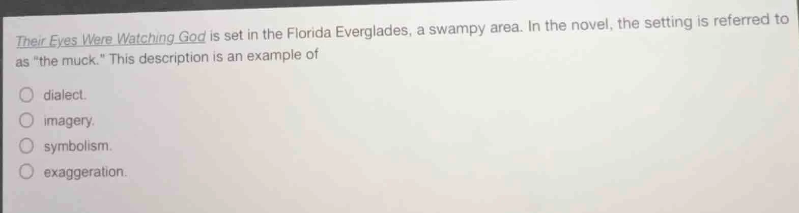 their eyes were watching god is set in the florida everglades, a swampy…