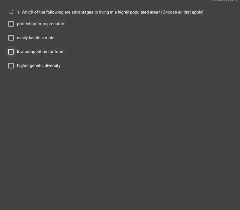 1. which of the following are advantages to living in a highly populate…