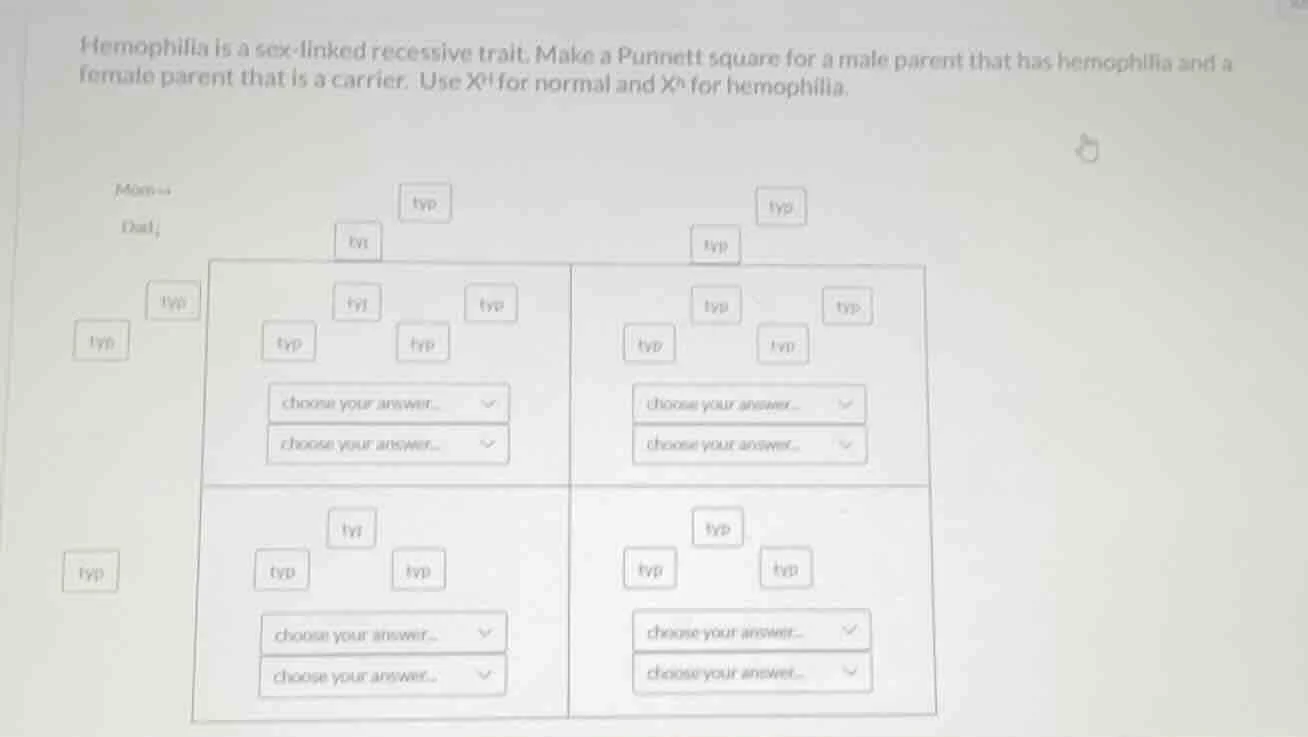 hemophilia is a sex-linked recessive trait. make a punnett square for a…