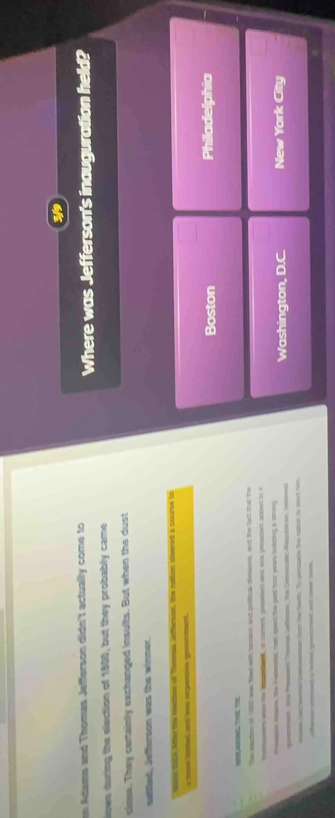 3/9 where was jeffersons inauguration held? philadelphia new york city …