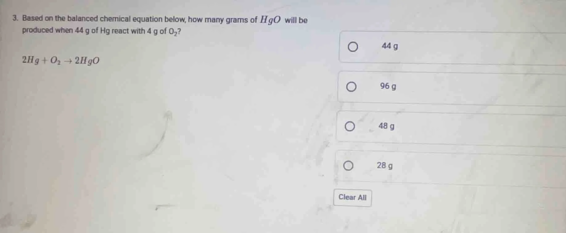 3. based on the balanced chemical equation below, how many grams of $hg…