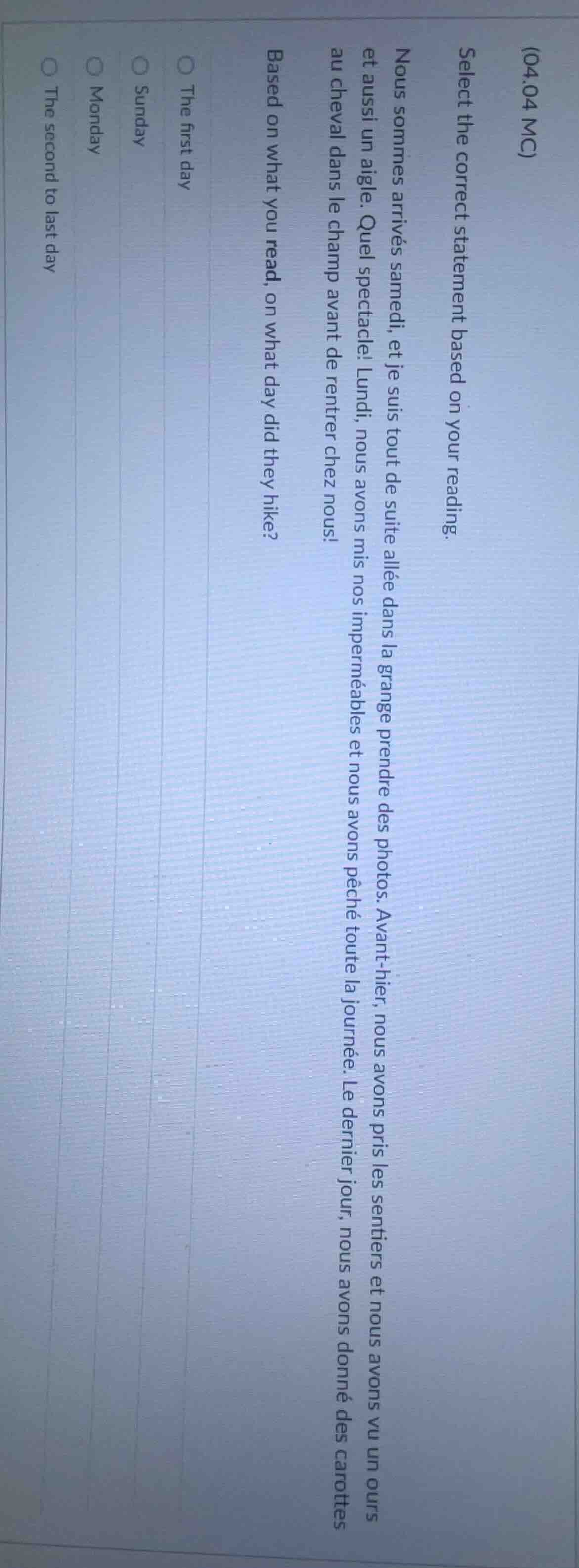 (04.04 mc) select the correct statement based on your reading. nous som…