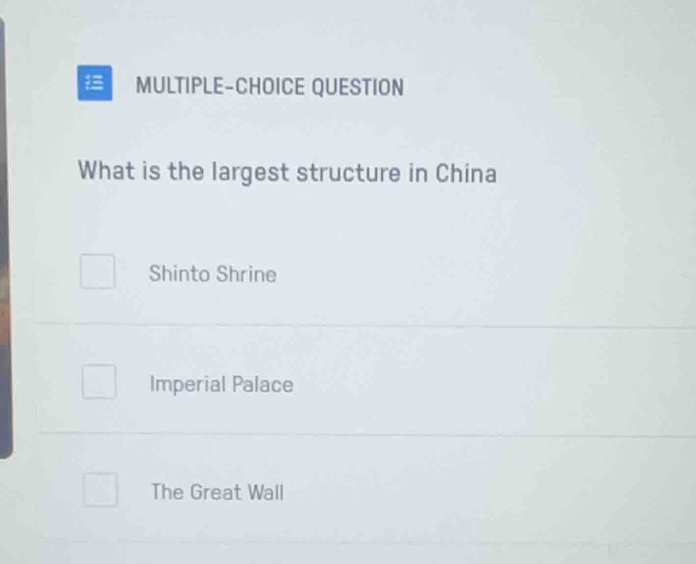 multiple-choice question what is the largest structure in china shinto …