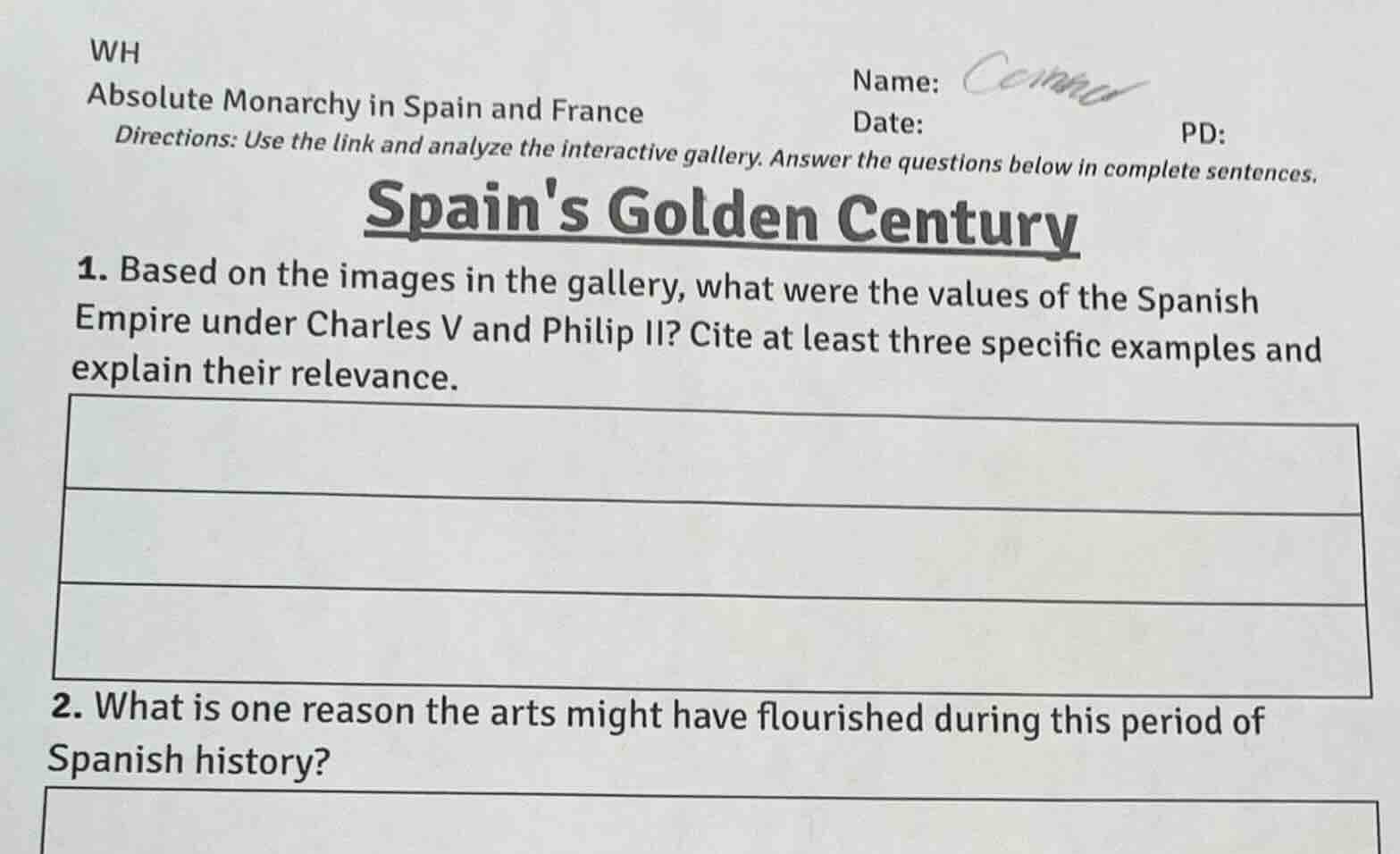 wh name: absolute monarchy in spain and france date: \t\t\t\t\t\t\tpd: …