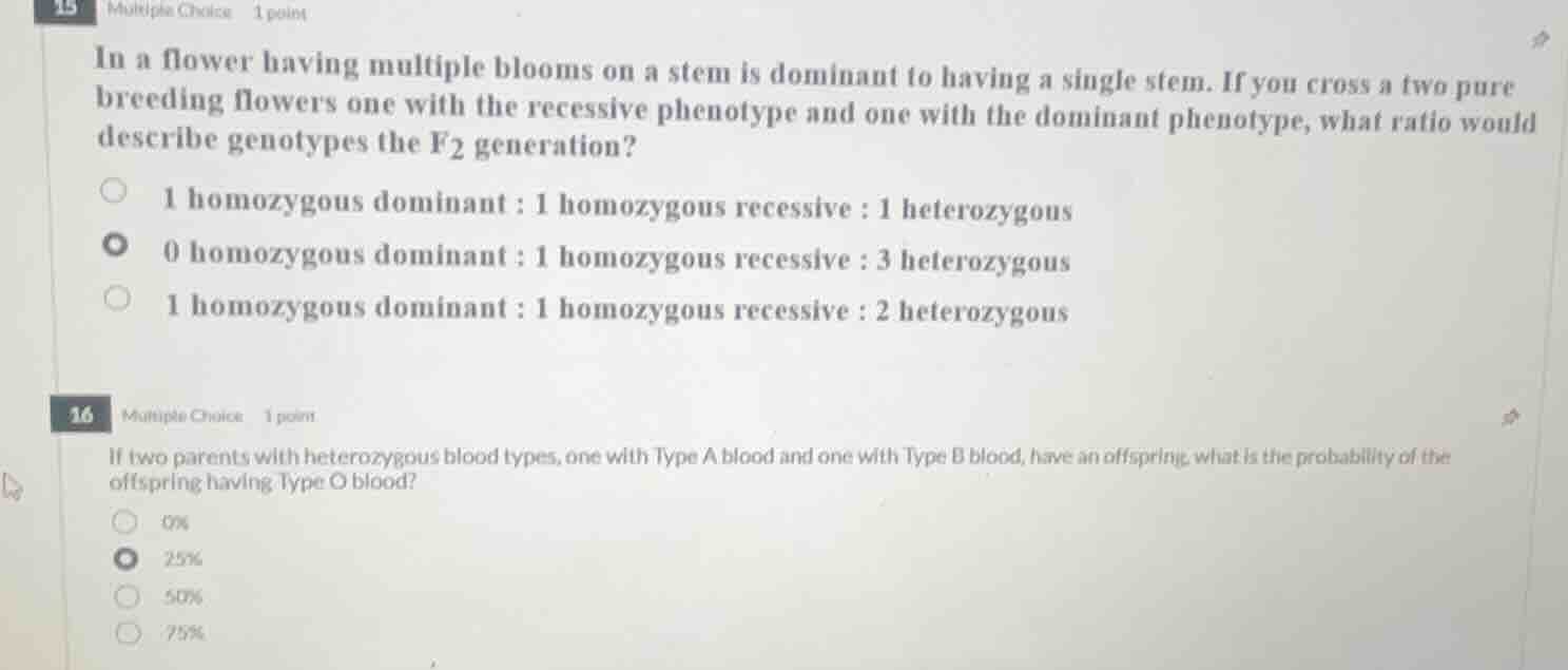 15 multiple choice 1 point in a flower having multiple blooms on a stem…