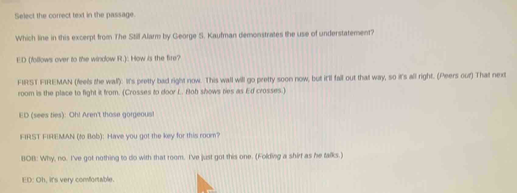 select the correct text in the passage. which line in this excerpt from…