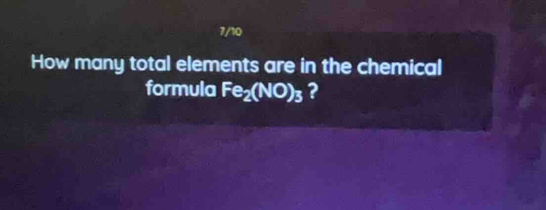 1/10 how many total elements are in the chemical formula $ce{fe_{2}(no)…