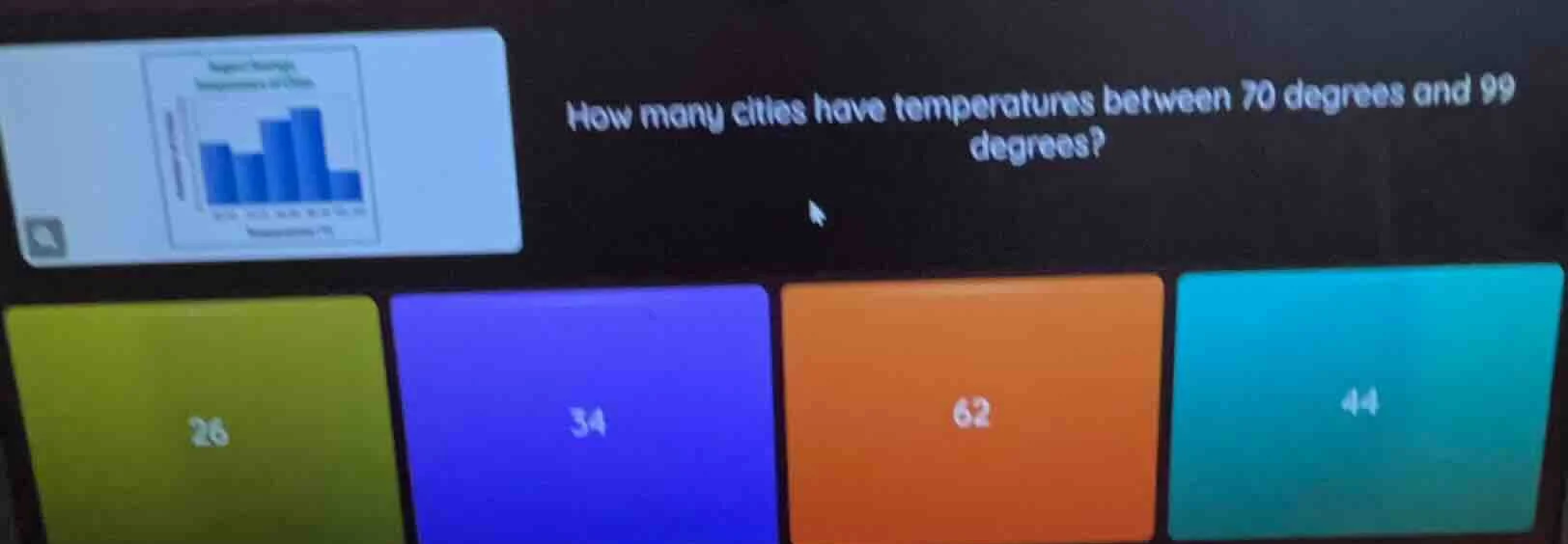 how many cities have temperatures between 70 degrees and 99 degrees? 26…