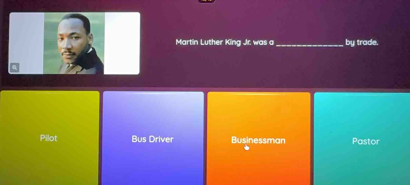 martin luther king jr. was a _______________ by trade. pilot bus driver…